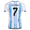 DE PAUL #7 New Argentina Three Stars Jersey 2022 Home Soccer Shirt - Best Soccer Players