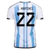 L. MARTINEZ #22 New Argentina Three Stars Jersey 2022 Home Soccer Shirt - Best Soccer Players