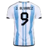 J. ALVAREZ #9 New Argentina Three Stars Jersey 2022 Home Soccer Shirt - Best Soccer Players