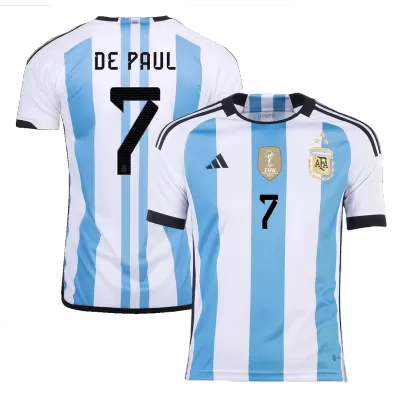 DE PAUL #7 New Argentina Three Stars Jersey 2022 Home Soccer Shirt - Best Soccer Players