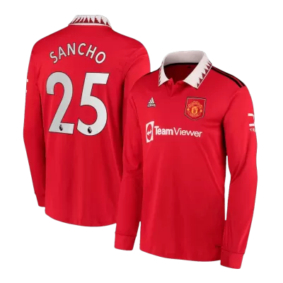 SANCHO #25 New Manchester United Jersey 2022/23 Home Soccer Long Sleeve Shirt - Best Soccer Players