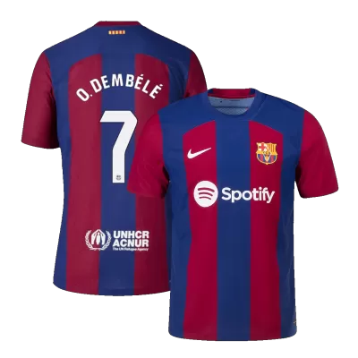 O.DEMBÉLÉ #7 New Barcelona Jersey 2023/24 Home Soccer Shirt Player Version Version - Best Soccer Players