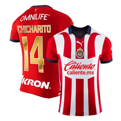 Gold CHICHARITO #14 New Chivas Jersey 2023/24 Home Soccer Shirt - Best Soccer Players