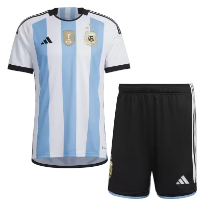 Argentina Kids Kit 2022 Home (Shirt+Shorts) - Three Stars - Best Soccer Players