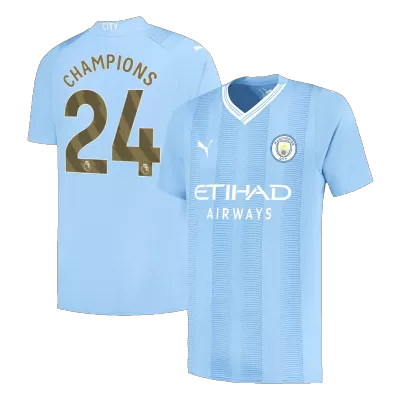 CHAMPIONS #24 Manchester City Home Soccer Jersey 2023/24 - Best Soccer Players