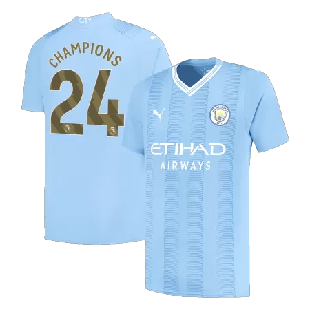 CHAMPIONS #24 Manchester City Home Soccer Jersey 2023/24 - Best Soccer Players