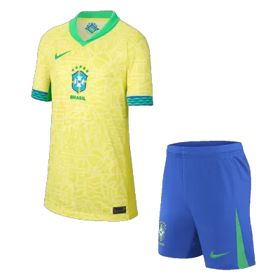 Brazil Kids Kit 2024 Home (Shirt+Shorts) - Best Soccer Players