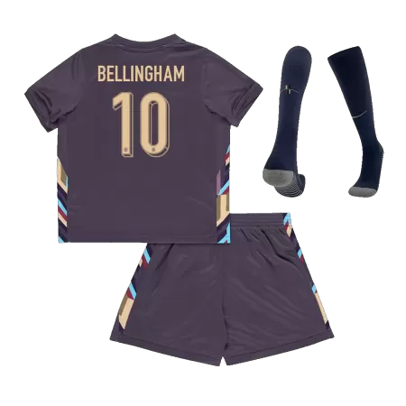 BELLINGHAM #10 England Kids Kit 2024 Away (Shirt+Shorts+Socks) - Best Soccer Players
